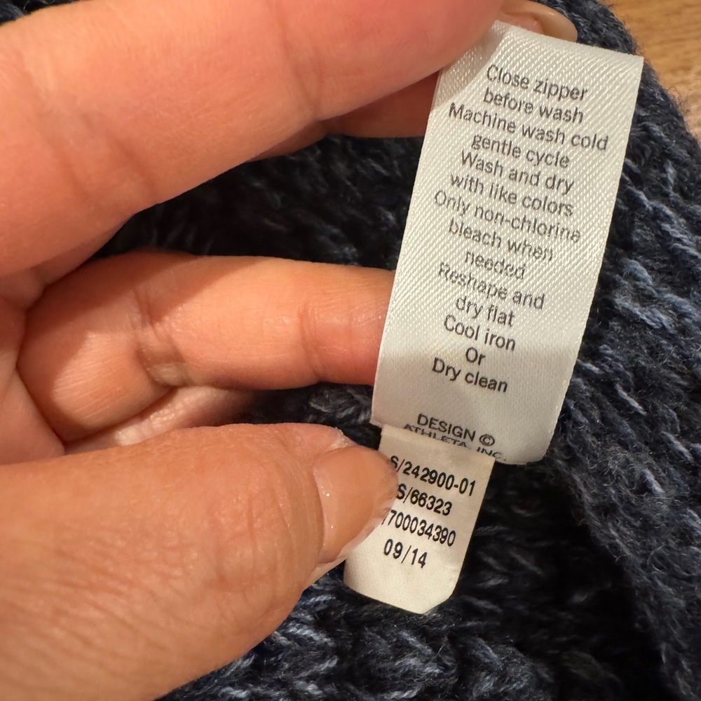 Athleta Blue Cowl Neck Sweater with Asymmetrical Zipper - Picture 6 of 11